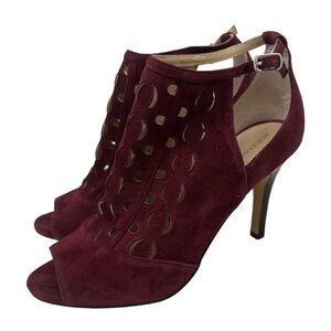 Adrienne Vittadini Grins Bootie 7 Maroon Suede Stiletto Heels